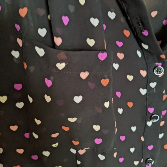 Midi Button Front Heart Print Dress - Picture 4 of 8